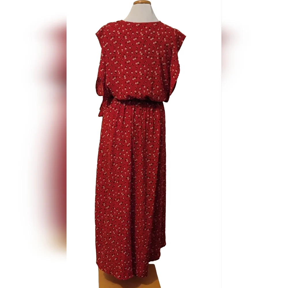 City Chic Floral Wrap Ruffle  High Low Belted Dress